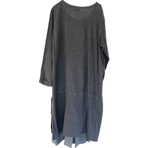 Click Gray Linen Midi Dress – Made in USA (XL) - Picture 1 of 8